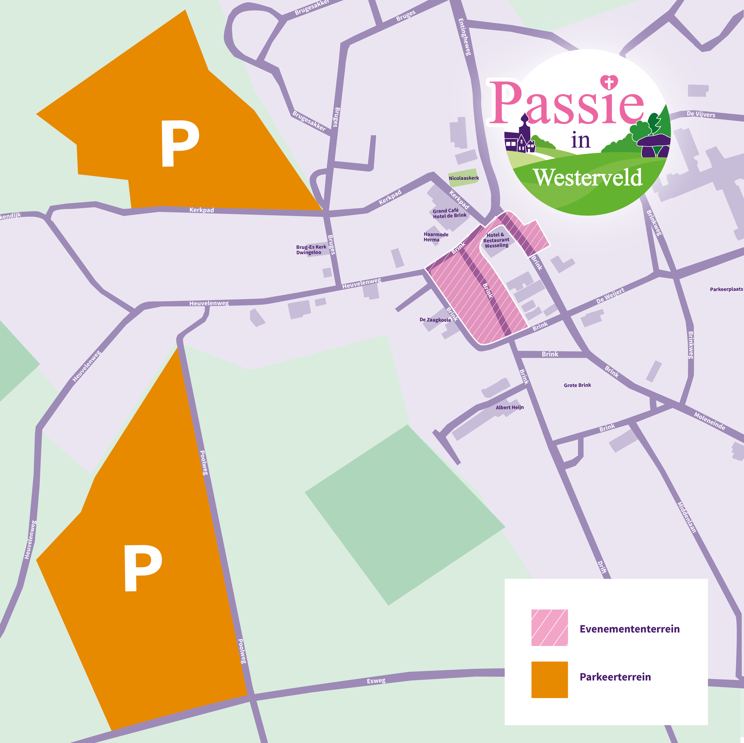 kaartweergave parkeerterreinen Dwingeloo