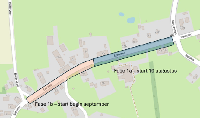 Kaartweergave wegafsluiting Eemster fase 1a en 1b