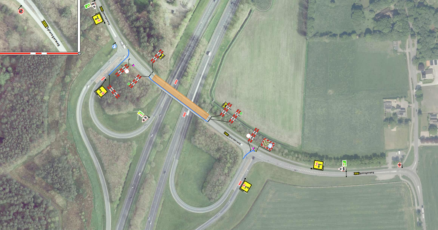 Kaartweergave wegafsluiting Spier