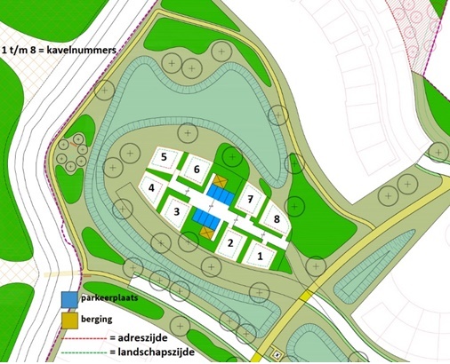Kaart 8 kavels microwoningen Kalterbroeken Diever