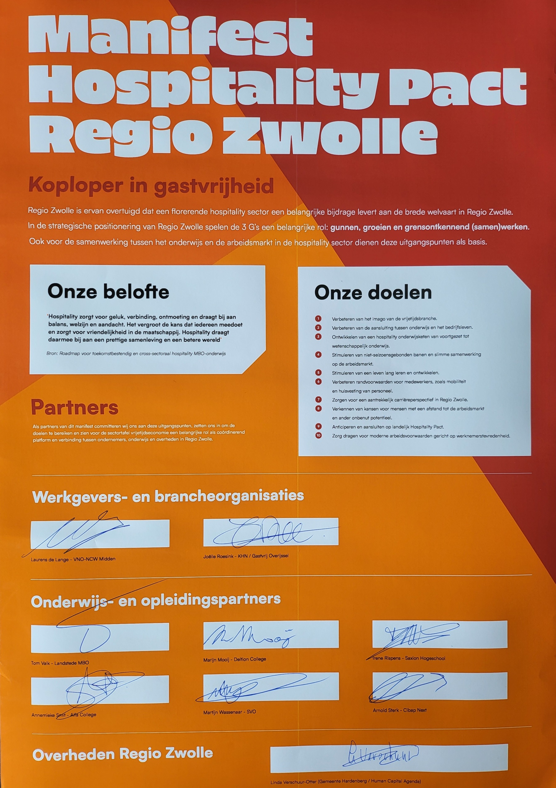Met Hospitality Pact Regio Zwolle presenteert vrijetijdssector zich als aantrekkelijke werkgever